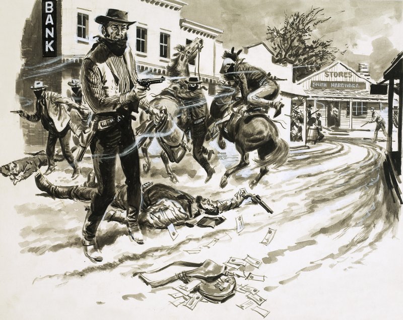 Cole Younger, um membro da Jesse James Gang, em um tiroteio de English School