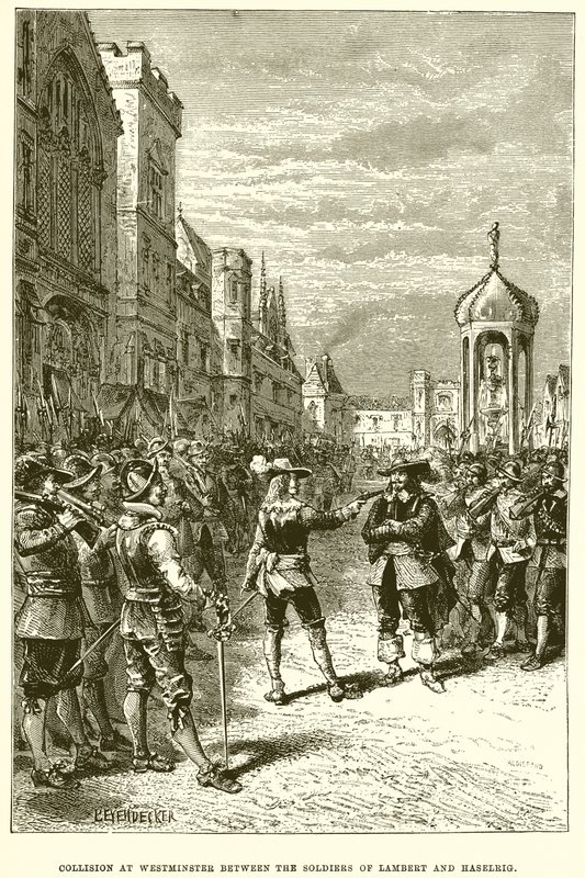 Colisão em Westminster entre os soldados de Lambert e Haselrig de English School