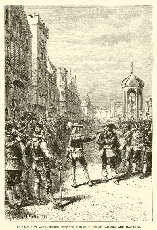 Colisão em Westminster entre os soldados de Lambert e Haselrig de English School