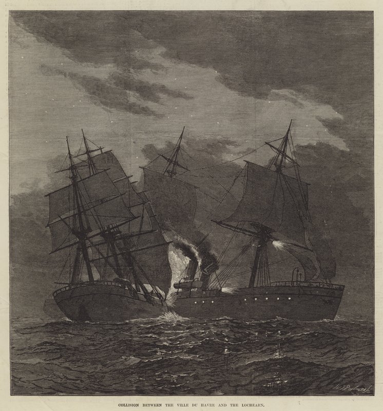 Colisão entre a Ville du Havre e o Lochearn (gravura) de English School