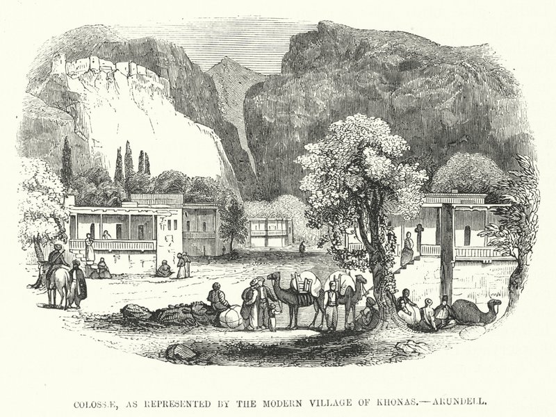 Colossae, representada pela Aldeia Moderna de Khonas, Arundell (gravura) de English School