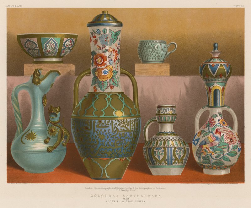 Louça de barro colorida da Argélia, Turquia de English School