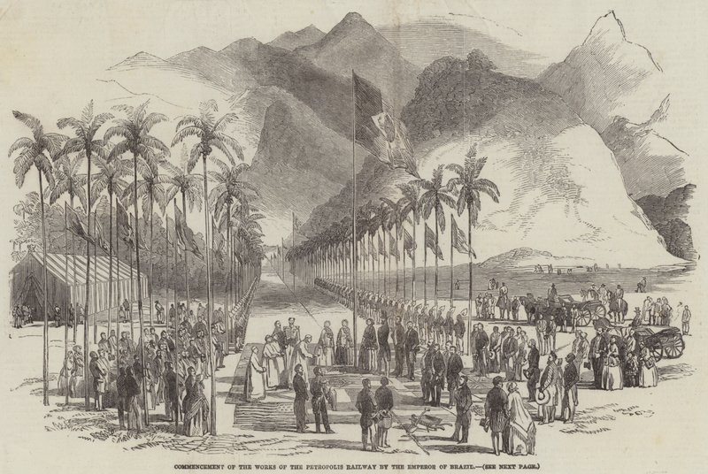 Início das Obras da Estrada de Ferro Petrópolis pelo Imperador do Brasil (gravura) de English School