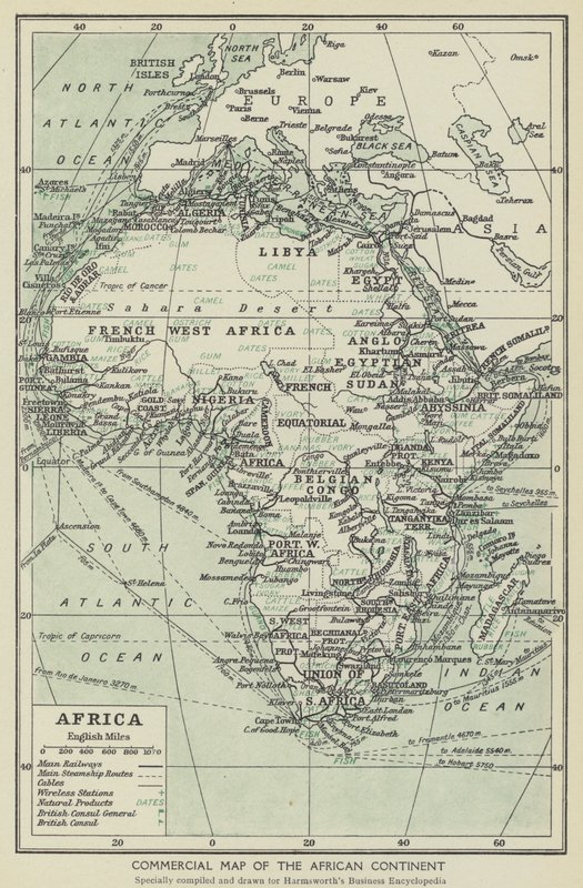 Mapa comercial do continente africano (litografia) de English School