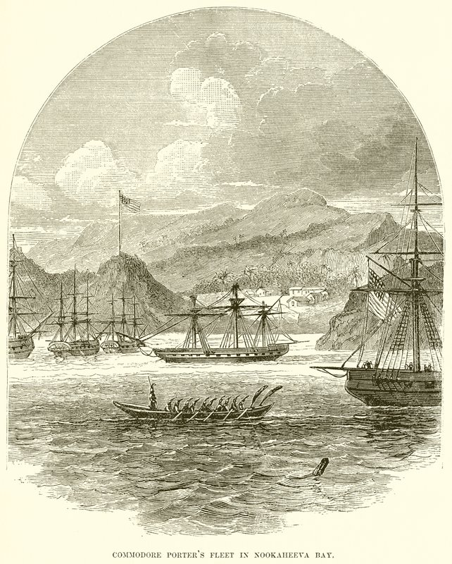 Commodore Porters Fleet na Baía de Nookaheeva de English School