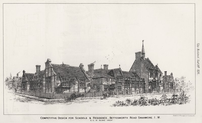 Design Competitivo para Escolas e Residências, Bettesworth Road, Swanwore, Isle of Wight (gravura) de English School