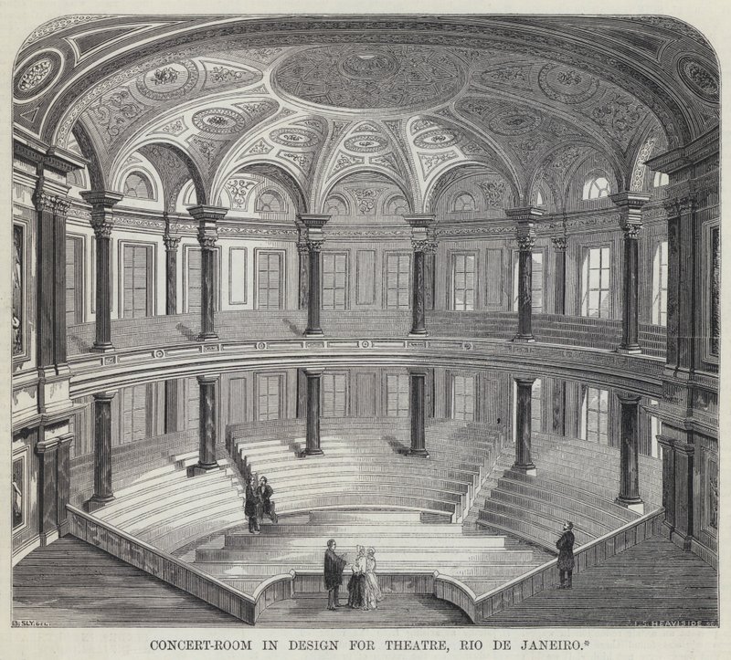 Sala de Concertos em Design para Teatro, Rio de Janeiro (gravura) de English School