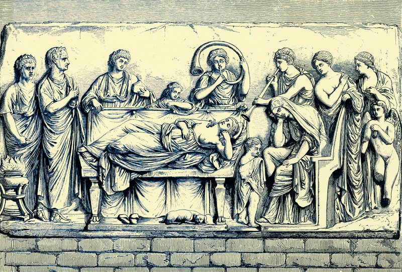 Conclamatio sobre os mortos, ilustração da História de Roma por Victor Duruy, publicada em 1884 (imagem digitalmente melhorada) de English School