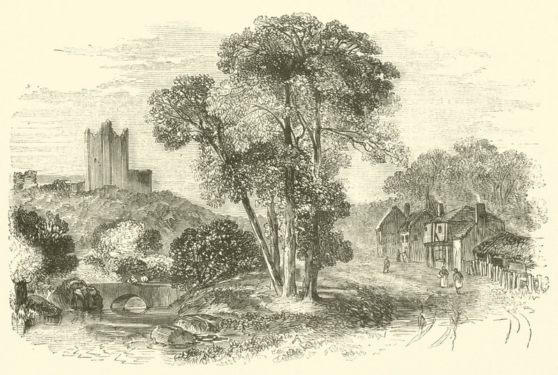Castelo de Conisborough (ou Conisbourgh) (gravura) de English School