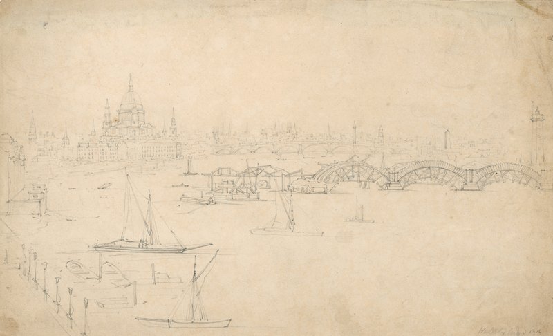 Construção da ponte de Waterloo, Londres de English School