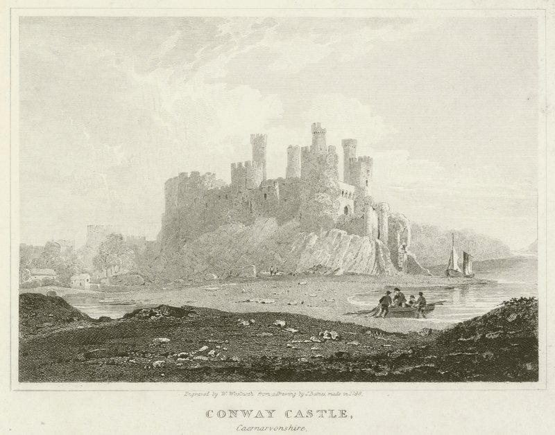Castelo de Conway, Caernarvonshire (gravura) de English School