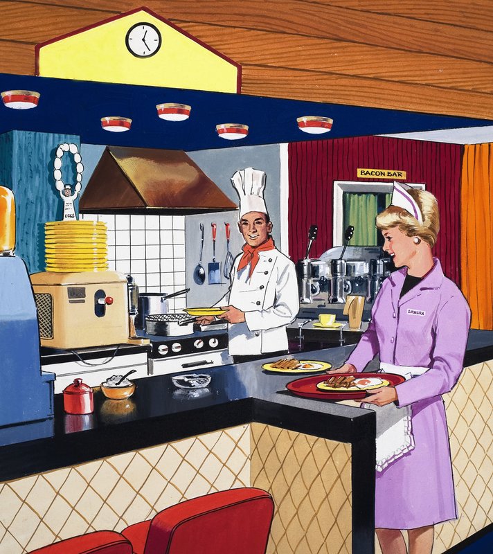 Cozinheiro e garçonete de English School