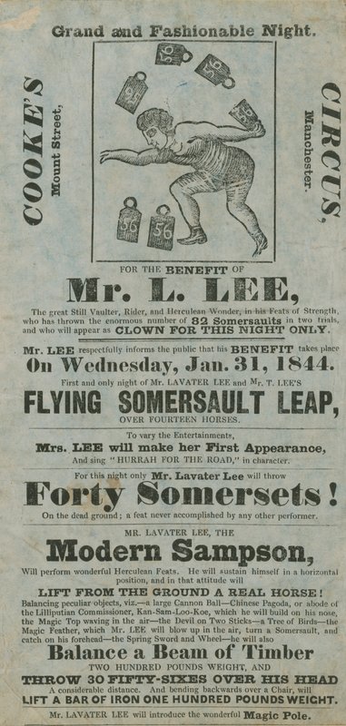 Cookes Curcus, para o benefício de Lavater Lee, 31 de janeiro de 1844 de English School