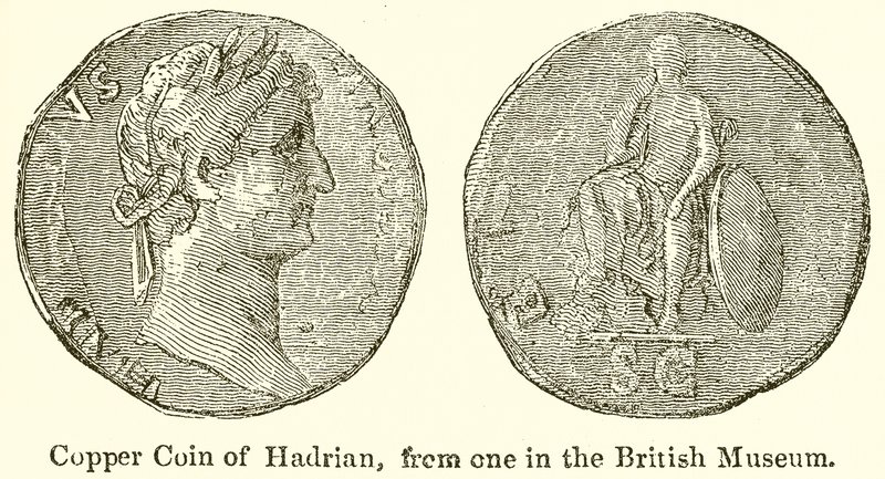 Moeda de cobre de Adriano, de um no Museu Britânico de English School