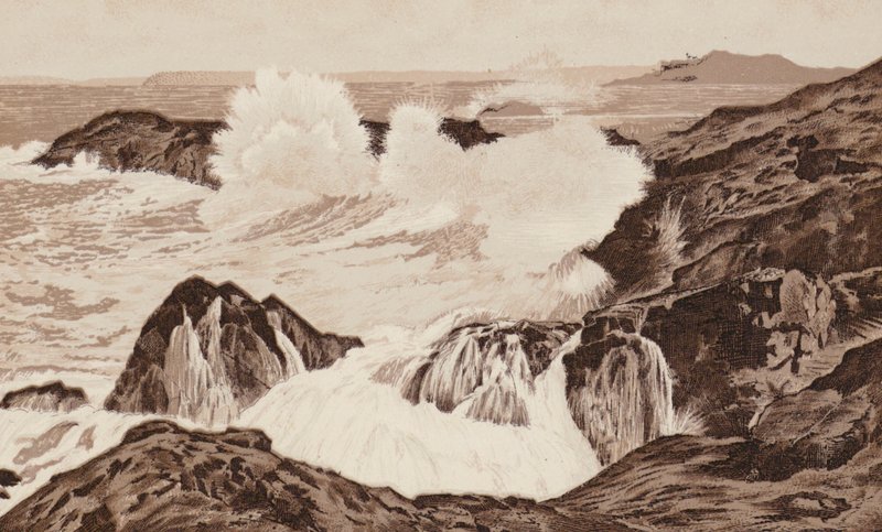 Cornualha: Em Clodgey Point, St Ives (litho) de English School