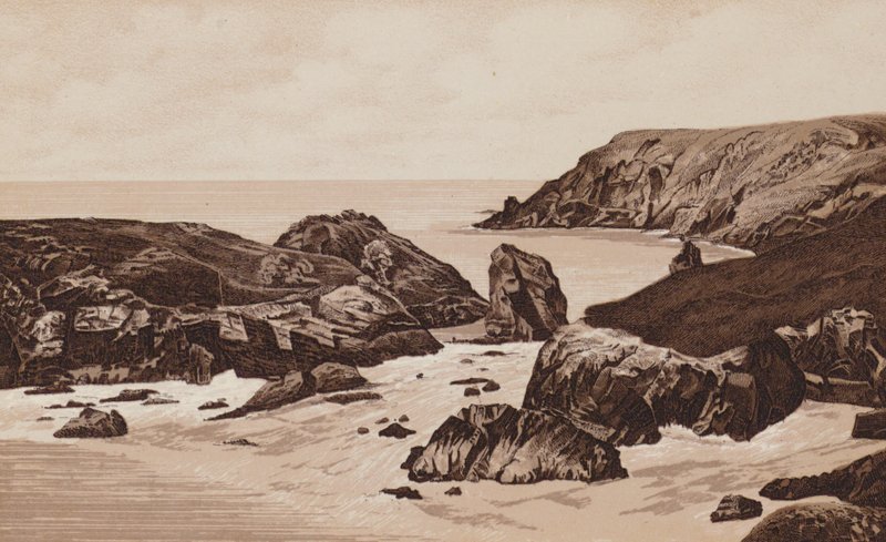 Cornualha: Kynance Cove, Penzance (lito) de English School
