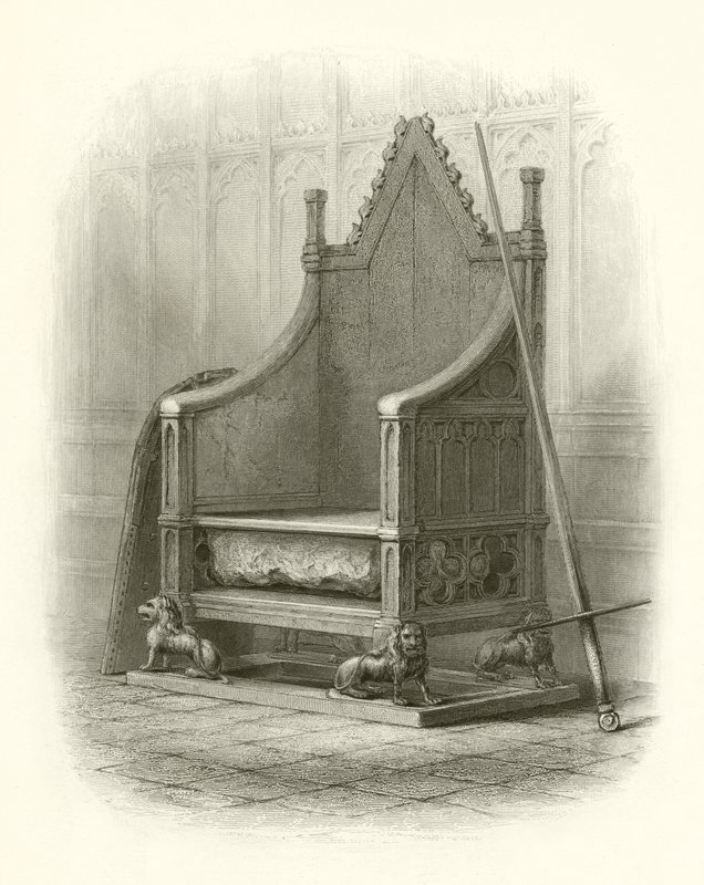 Cadeira de coroação na Abadia de Westminster de English School