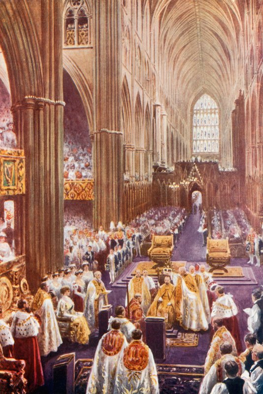 Cerimônia de coroação na Abadia de Westminster de English School