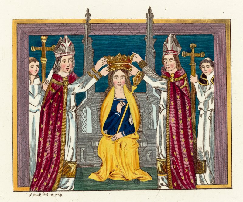 Coroação de Ana da Boémia (gravura a cores) de English School