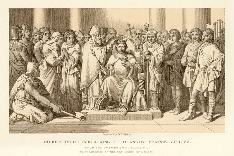 Coroação de Harold King of the Anglo Saxons de English School