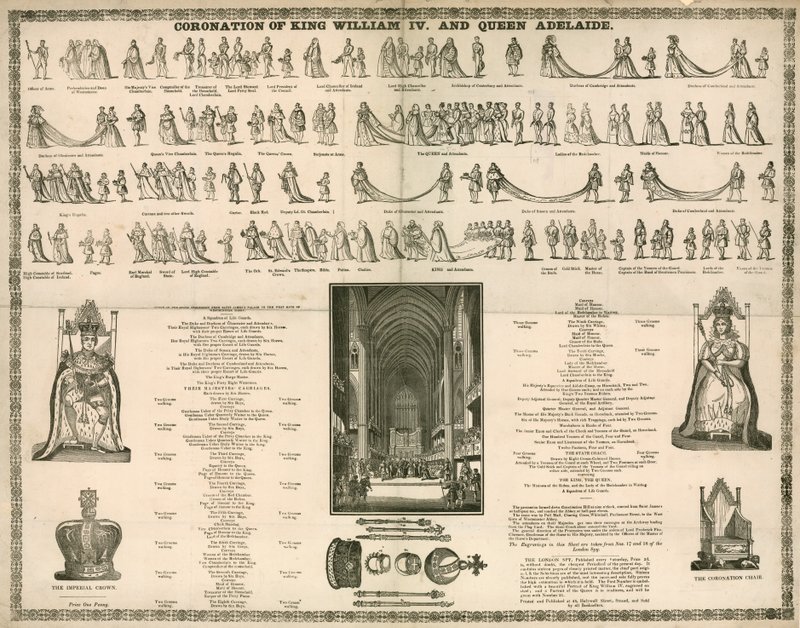 Coroação do rei William IV e da rainha Adelaide de English School