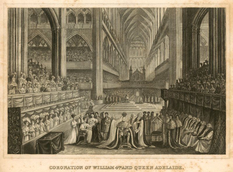 Coroação do rei William IV e da rainha Adelaide de English School
