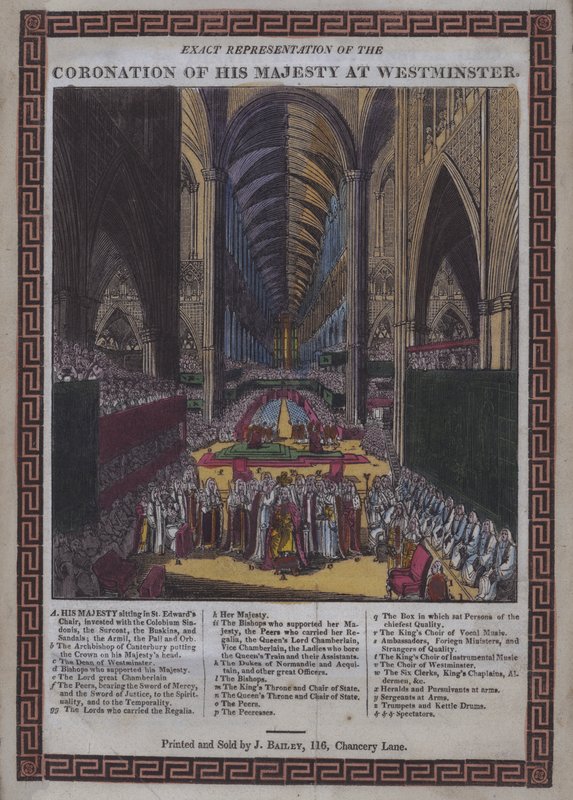 Coroação de Sua Majestade [ou seja, George III] em Westminster (xilogravura colorida) de English School