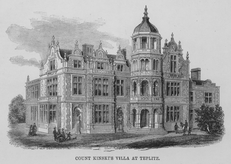 Villa do Conde Kinski em Teplitz (gravura) de English School