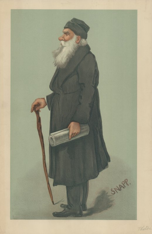 Conde Lyof Nikolaivitch Tolstoi, 24 de outubro de 1901, desenho animado da Vanity Fair de English School