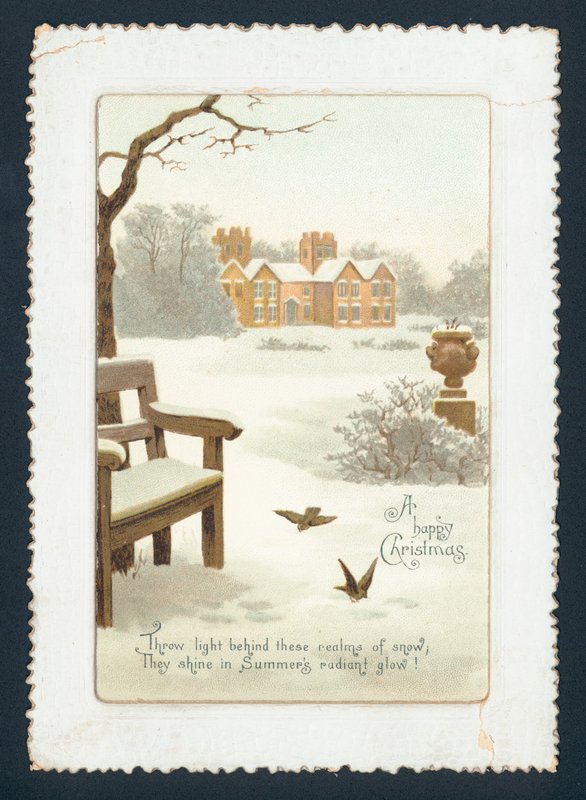 Casa de campo na neve, cartão de Natal de English School