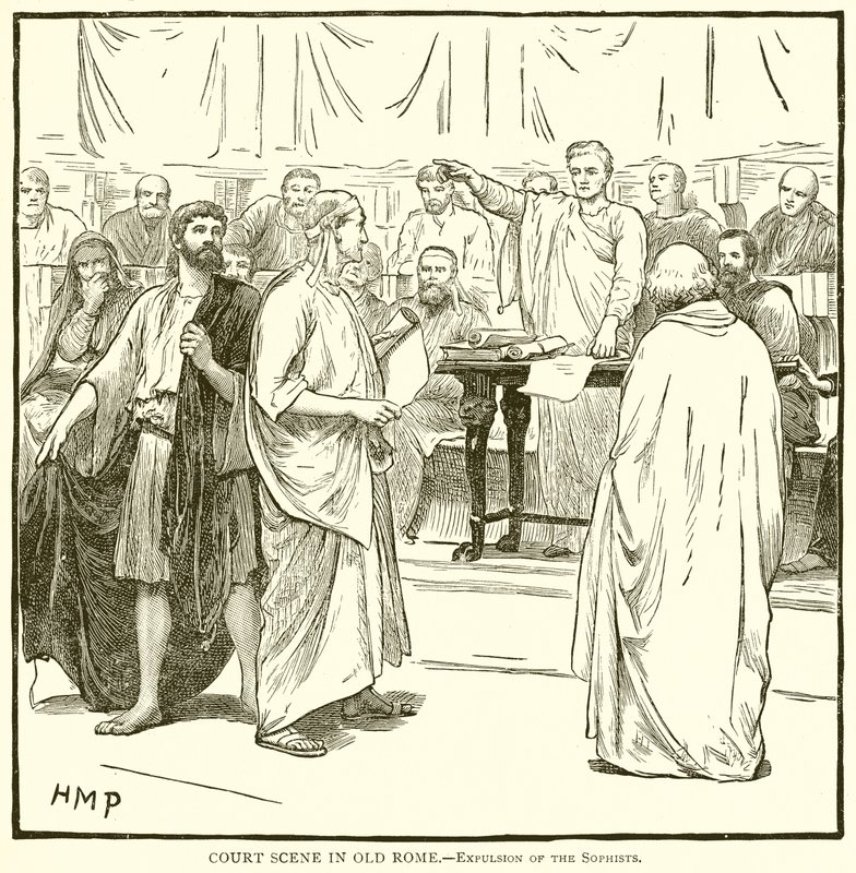 Cena do Tribunal em Roma Antiga. - Expulsão dos Sofistas de English School