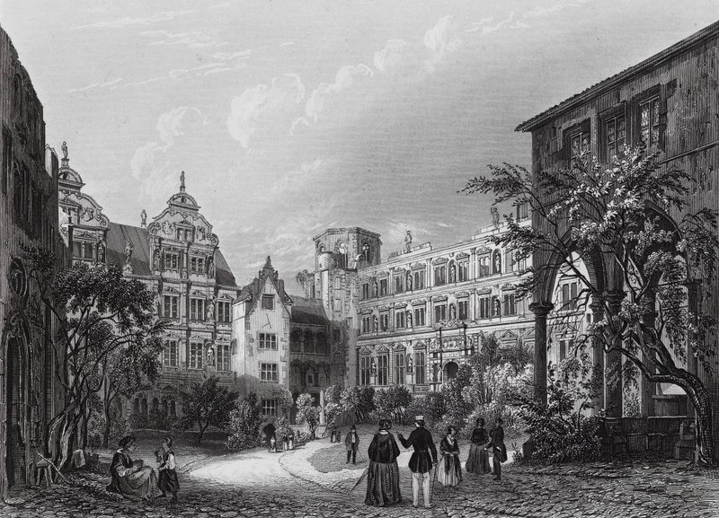 Pátio do Tribunal de Heidelberg (gravura) de English School