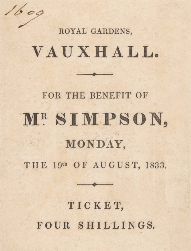 Capa de um programa para um benefício realizado em memória do Sr. CH Simpson de English School
