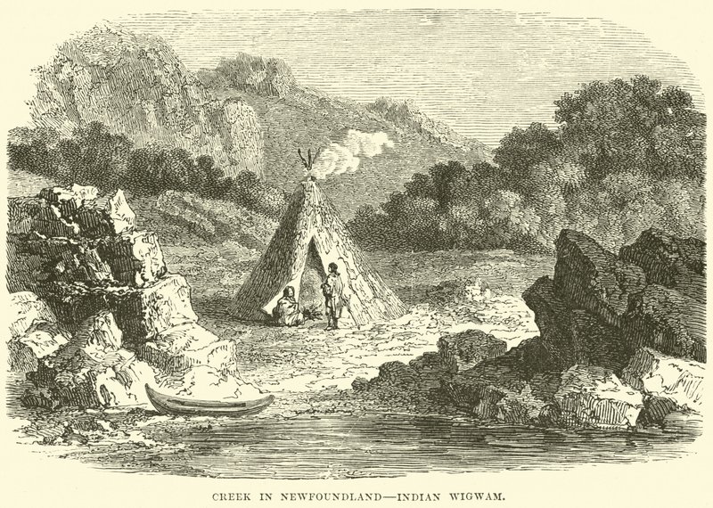 Riacho, em, newfoundland, indianas, wigwam de English School