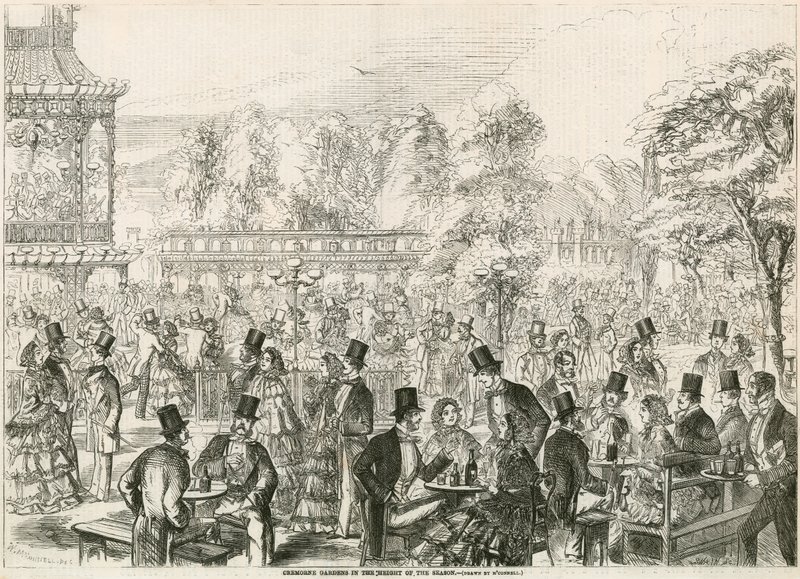Cremorne Gardens, Londres, no auge da temporada de English School