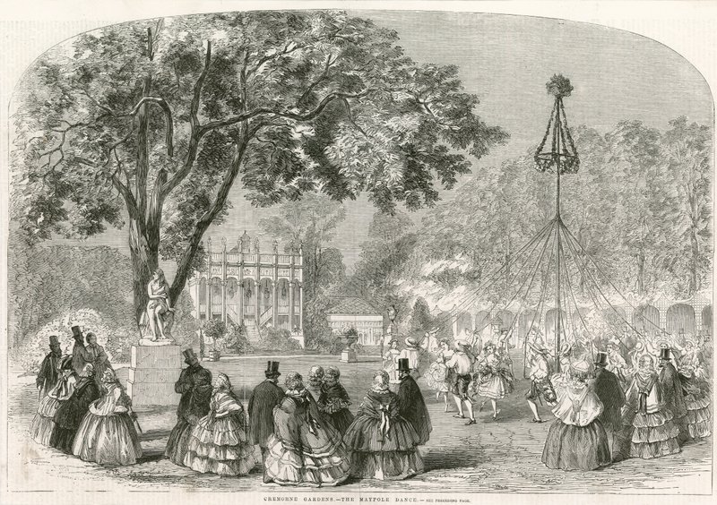 Cremorne Gardens, Londres, a dança do maypole de English School