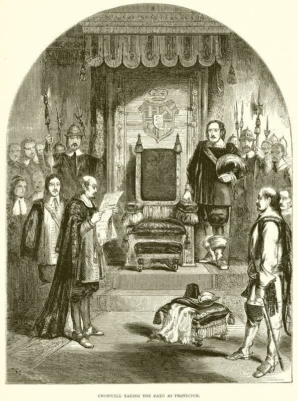 Cromwell tomando o juramento como protetor de English School