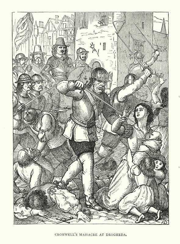 Massacre de Cromwell em Drogheda (gravura) de English School
