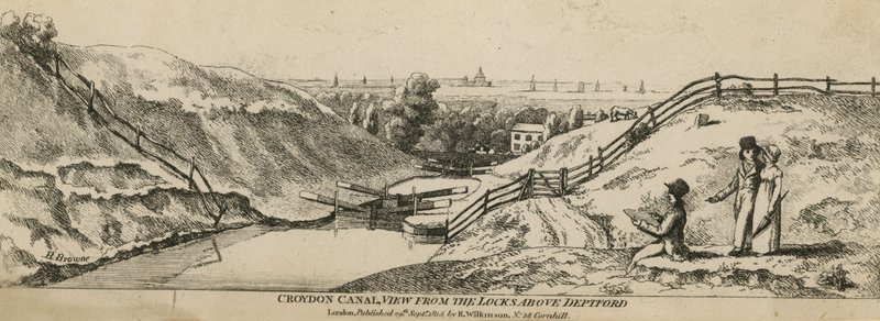 Opinião do canal de Croydon das fechaduras acima de Deptford de English School