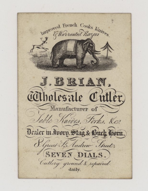 Cutler, J Brian, cartão de comércio de English School