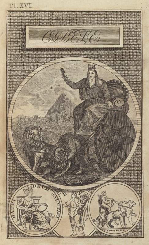Cibele, antiga deusa anatólia, grega e romana da Terra (gravura) de English School