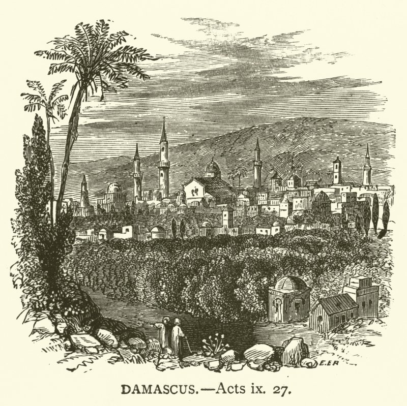 Damasco, Atos, ix, 27 (gravura) de English School