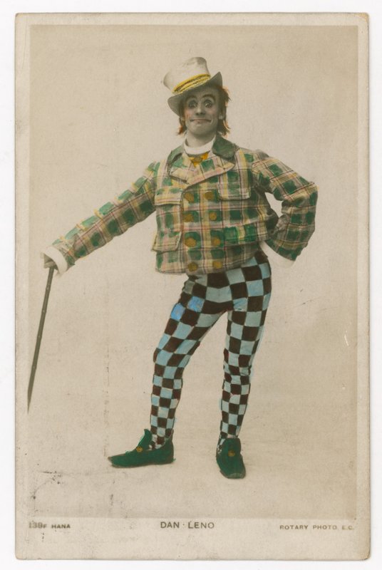 Dan Leno, rei dos bobos, mostrado aqui como ocioso Jack em Dick Whittington de English School