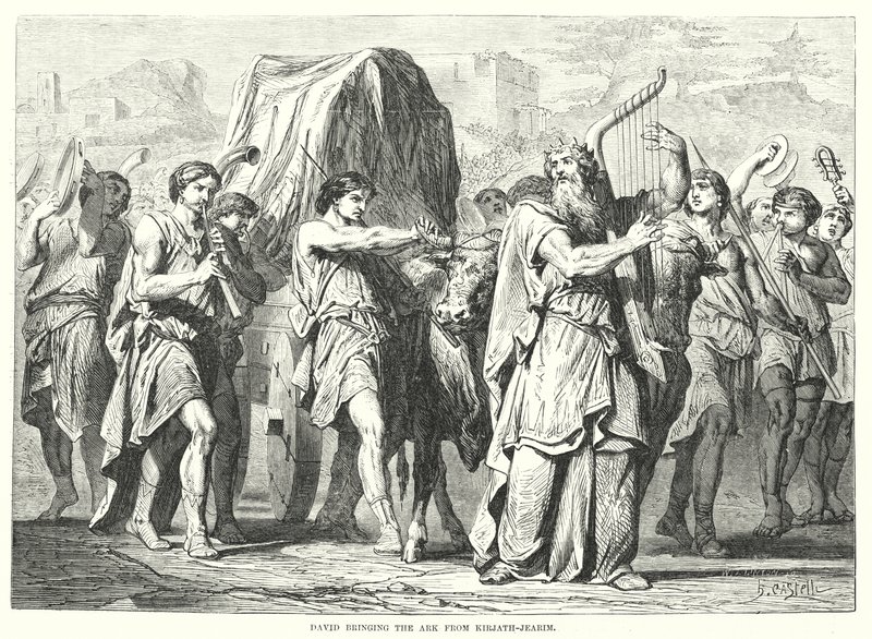 David trazendo a Arca de Kirjath-Jearim (gravura) de English School