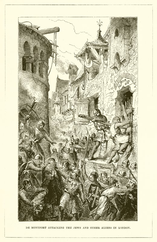 De Montfort Atacando os Judeus e Outros Estrangeiros em Londres de English School