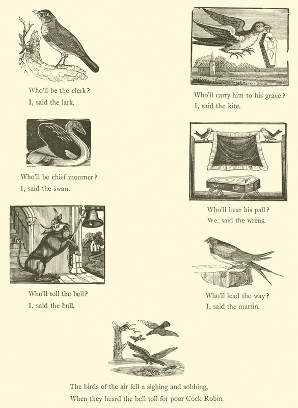 Morte e enterro de Cock Robin (xilogravura) de English School