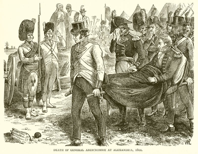 Morte do general Abercrombie em Alexandria, 1801 de English School