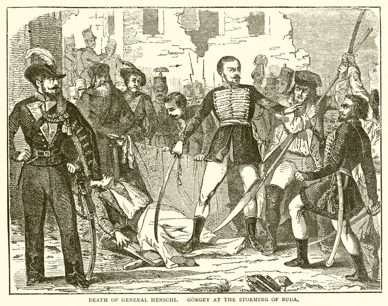 Morte do general Henschi. Gorgey no assalto de Buda de English School