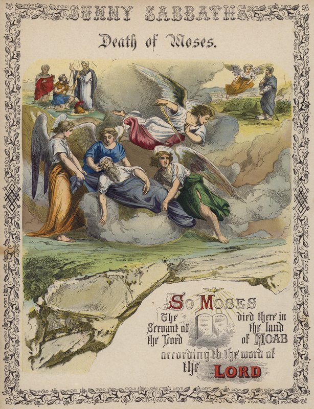 Morte de Moisés (gravura colorida) de English School