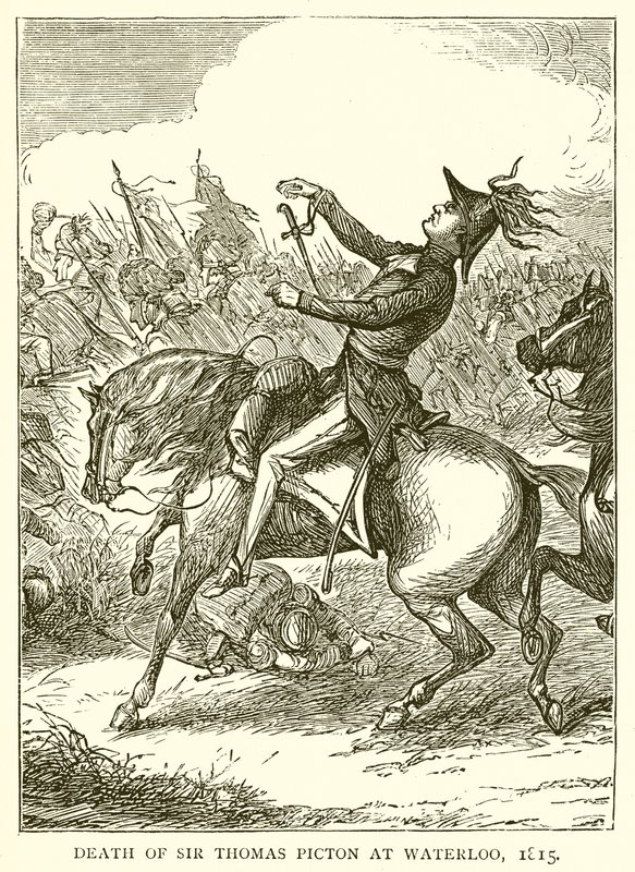Morte de Sir Thomas Picton em Waterloo, 1815 de English School